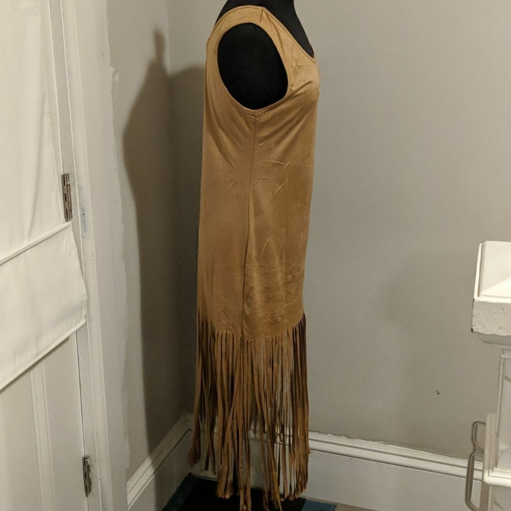 Christian Siriano S,M,L, Camel/Tan Fringe Tank Dress - Picture 5 of 9